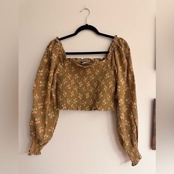 Aerie floral smocked blouse - Picture 1 of 3